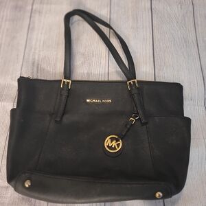 Michael Kors Black Tote with Gold Accents